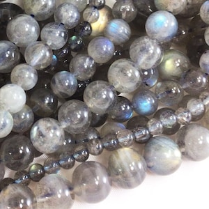 Grade AA Shiny Blue Labraodorite Smooth Round Bead Genuine Natural Gemstone Smooth Round Loose Beads 4MM 6MM 8MM 10MM 12MM Bulk Lot Options