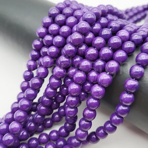 Dark Purple Bead Turquoise Howlite Natural Gemstone Round Loose Beads 4mm 6mm 8mm 10mm 12mm 14mm 15&quot; Strand Magnesite Turquoise Stone