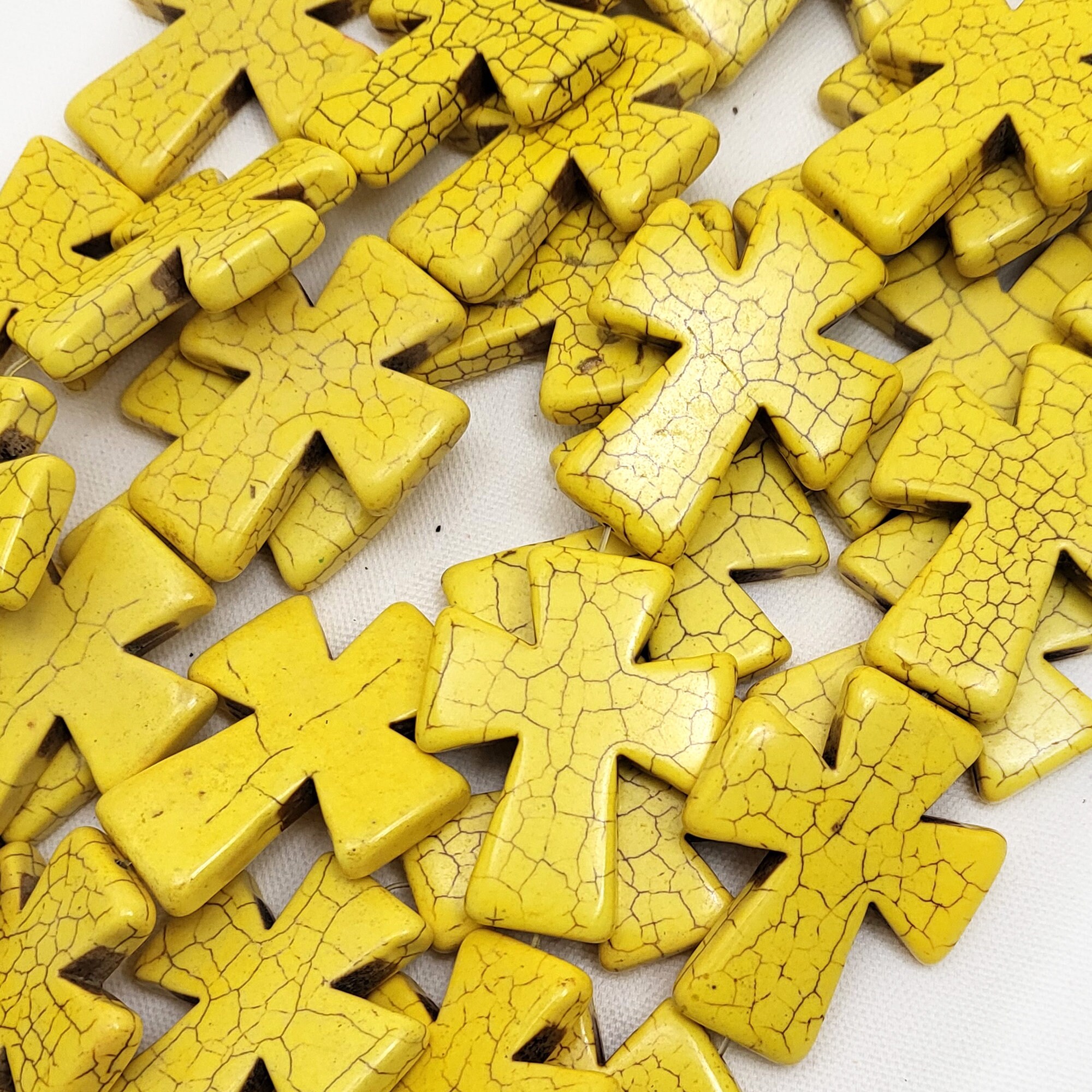35x30mm 50x40mm Yellow Howlite Cross Beads Stone Cross Pendant 5-10pcs ...