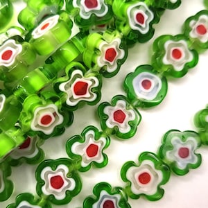 Green Millefiori Glass Flower Bead 5mm 6mm 8mm 10mm 15&quot; inch Strand High Quality Gemstone Crystal Loose Bead