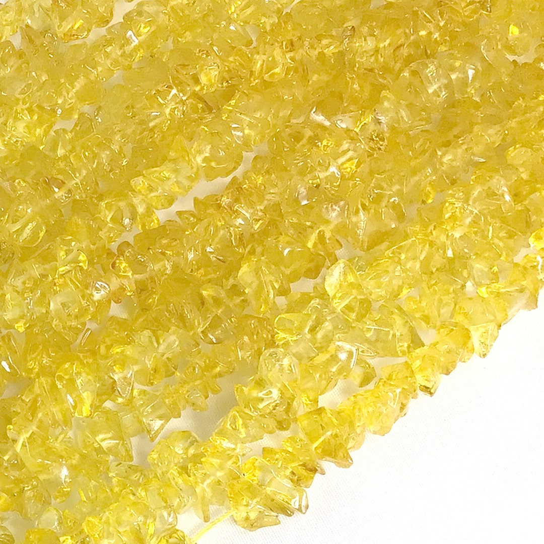 Yellow Crystal Glass Chips Bead Gold Glass Chips 7mm10mm 34 Full Inch