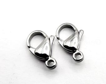 Stainless Steel Lobster Claw Clasps – Silver Jewelry Findings 9x15mm 2pcs