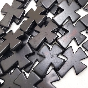 Black Howlite Stone Cross Bead Cross Pendant 35x30mm 50x40mm  5pcs 10pcs Cross Necklace Making