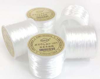 White Elastic Cord 0.5mm Crystal String 45m/150ft Spool