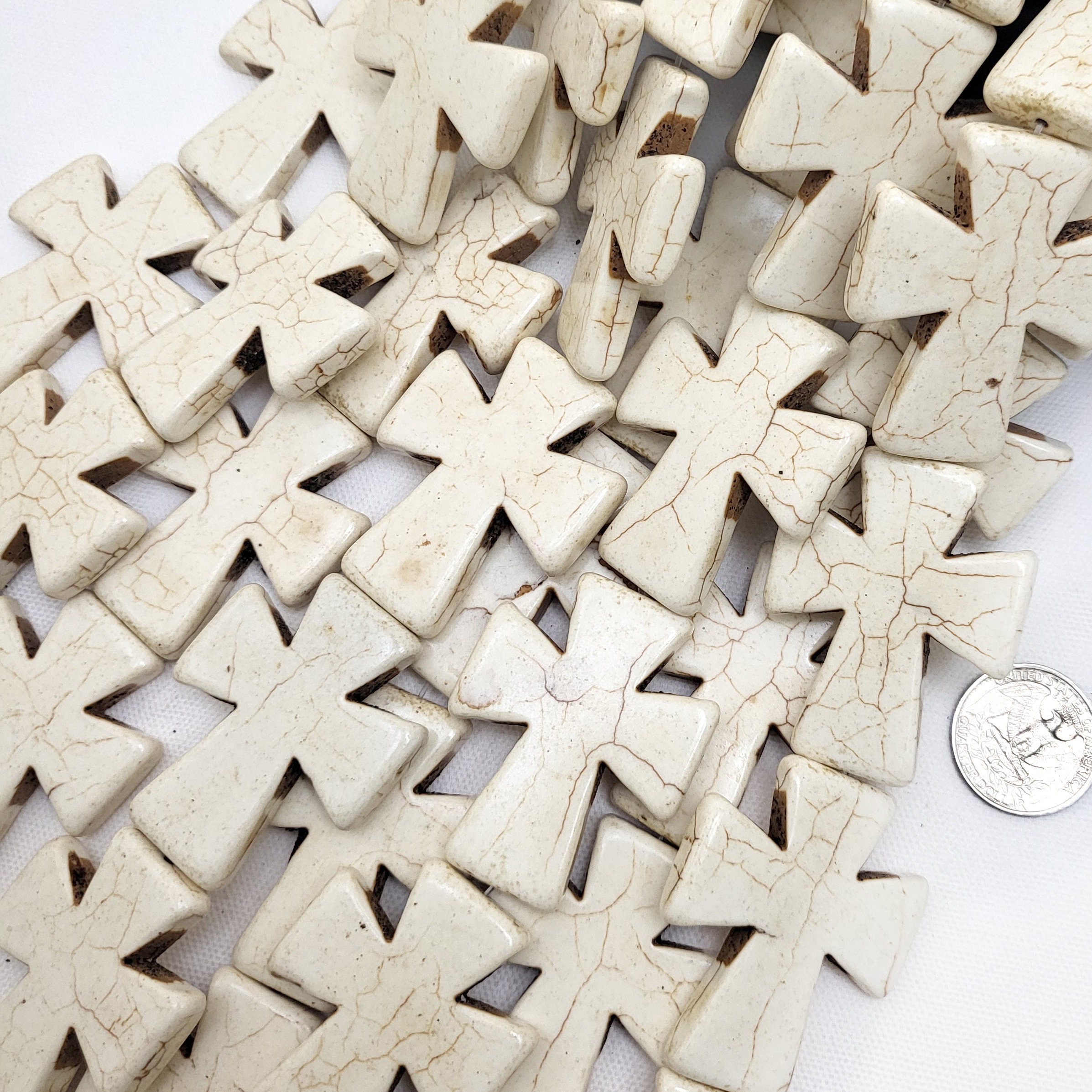 35x30mm 50x40mm Howlite Turquoise Cross Pendant Beads Necklace Making ...