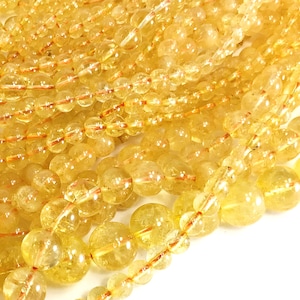 Citrine Beads Yellow Gold Citrine Grade AA Natural Gemstone Round Loose Beads 4MM 6MM 8MM 10MM 12MM Bulk Lot Options 15&quot; strand