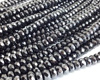 4-12mm Faceted Hematite Rondelle Beads 15" Strand