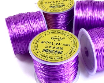 High Quality 0.5MM Voilet Cord Dark Orchid String Japanese Elastic Cord / Thread Crystal String 1 Spool 45 Meters / 150ft Bulk Lot Options