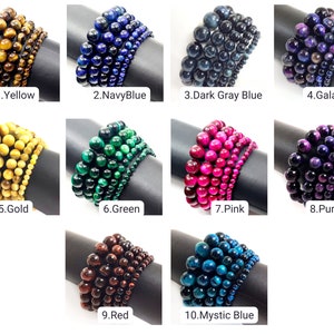 Tiger&#39;s eye Bracelet Gemstone Stretch Bracelet Beaded Bracelet Smooth Round Bead Friendship Bracelet Wholesale Bul lot 4MM 6MM 8MM 10MM 12MM