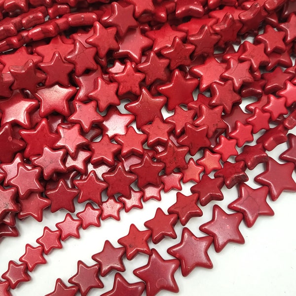 Red Star Bead Howlite Turquoise Star Spacer Loose Bead 15" strand 12mm 15mm 20mm Cute Star Shape for Bracelet Beading Supplies