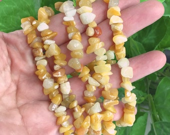 Yellow Jade Chip Bracelet Natural Gemstone Jewelry