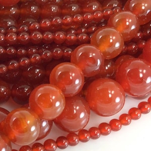 Carnelian Beads Red Carnelian Grade AA Natural Gemstone Round Loose Beads 4MM 6MM 8MM 10MM 12MM Bulk Lot Options