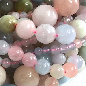 Morganite Beads Pink Morganite Grade AA Genuine Natural Gemstone Round Loose Beads 4MM 6MM 8MM 10MM 12MM Bulk Lot Options 15&quot; strand