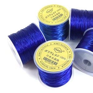 High Quality 0.5mm Blue Elastic Cord – Navy Blue Japanese Crystal Thread String, 45m/150ft Spool, Bulk Lot Options