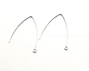 Sterling Silver V-Shape Earwires – Minimalist DIY Earring Hooks 32mm 2pcs