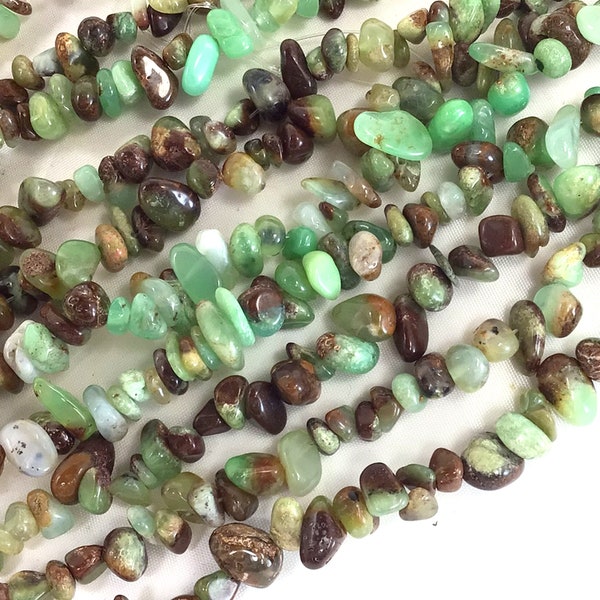 Natural Chrysoprase Chip Bead Green Chrysoprase Nugget Pebble Chip Bead 7mm-10mm Stone Chip 30" Full inch Strand High Quality Gemstone Bead