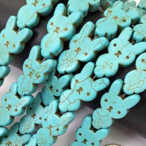 Turquoise Blue Rabbit Bead Turquoise Bead - Blue Rabbit Zuni Stone Magnesite Turquoise Howlite Spacer Loose Beads 16pcs 27mm High Quality