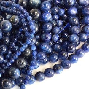 Kyanite Beads Blue Kyanite Grade AAA Genuine Natural Gemstone Round Loose Beads 4MM 6MM 8MM 10MM 12MM Bulk Lot Options