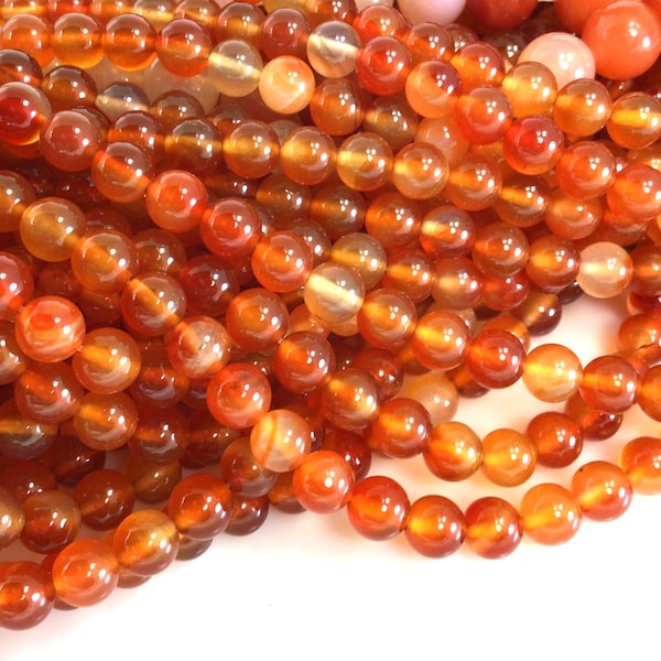 Carnelian Beads Orange Carnelian Grade AA Natural Gemstone Round Loose Beads 4MM 6MM 8MM 10MM 12MM Bulk Lot Options 15" strand