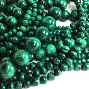 Green Natural Malachite Round Beads Malachite High Quality Bead Natural Gemstone Round Loose Beads 4MM 6MM 8MM 10MM 12MM Bulk Lot Options