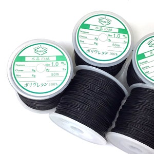 1.0mm Black Elastic Cord String – Jewelry Making Thread for Bracelets, Necklaces & Beaded Accessories 164ft