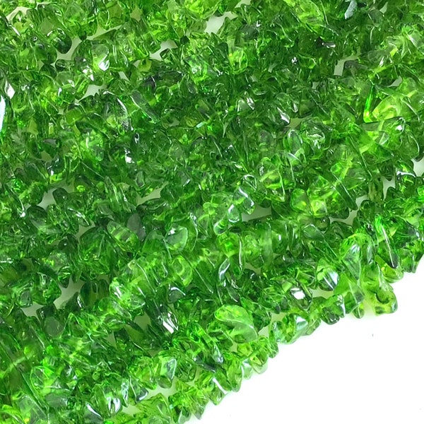 ST. Patrick's Day Green Crystal Glass Chips Bead 7mm-10mm 34" Full inch Strand High Quality Gemstone Crystal Bead Grass Green Glass Bead