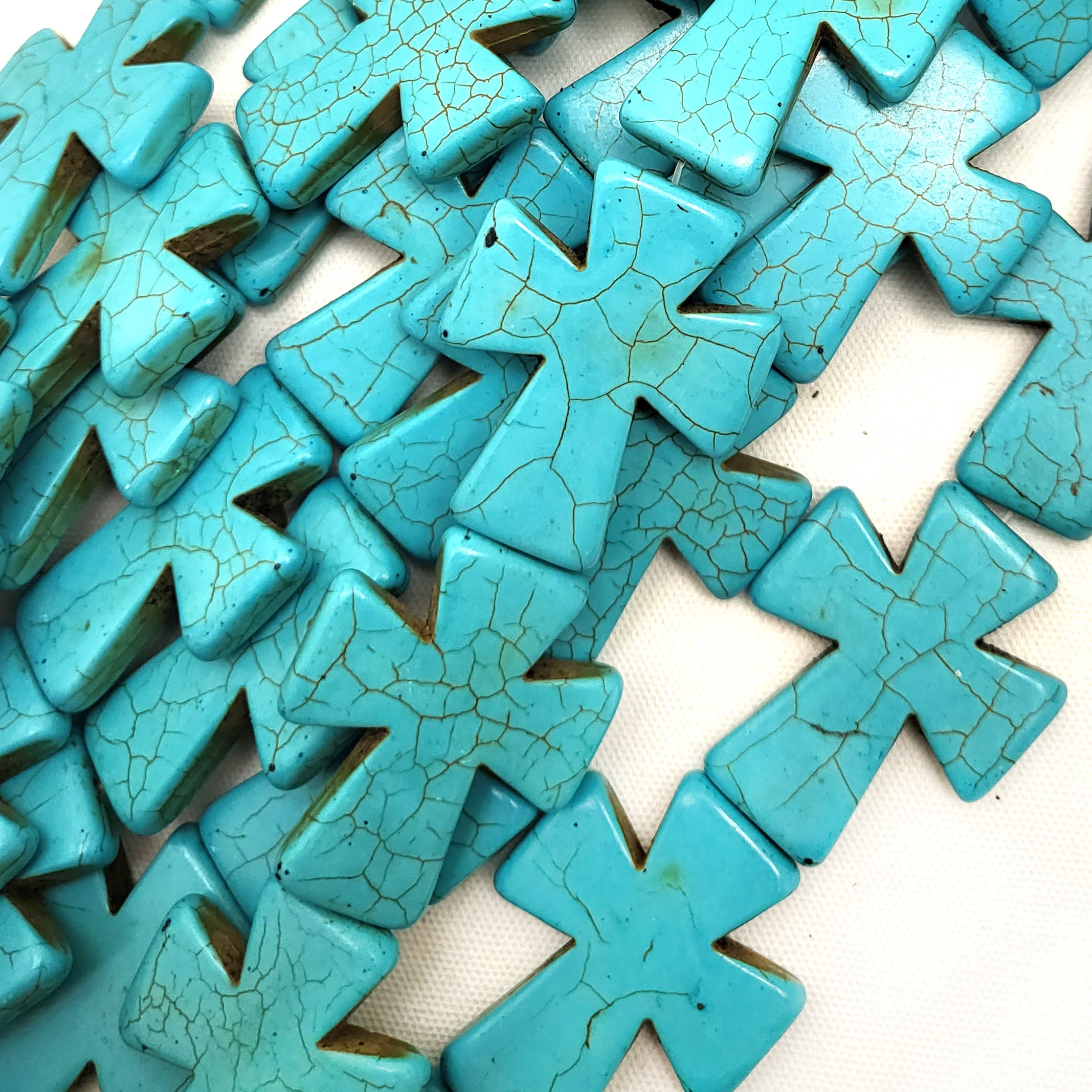 35x30mm 50x40mm Turquoise-blue Howlite Cross Beads Necklace Making ...