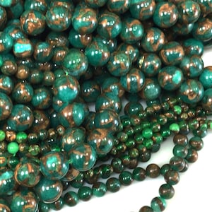 Green Impression Jasper Round Beads Aka Copper Turquoise Bead Gemstone Round Loose Beads 4MM 6MM 8MM 10MM 12MM Bulk Lot 15&quot; strand