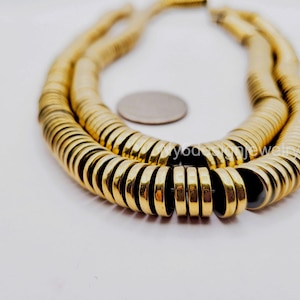 Gold Hematite Heishi Beads 15" Strand 4-12mm Gemstone Beads