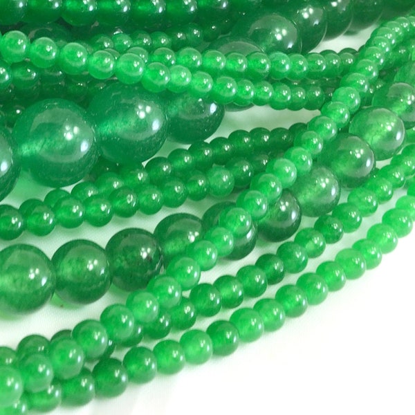 Green Jade Beads Real Gemstone Round Loose Beads 4MM 6MM 8MM 10MM 12MM Bulk Lot Options