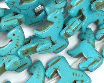 Turquoise Blue Zuni Horse Turquoise Bead - Horse Stone Magnesite Turquoise Howlite Spacer Loose Beads 24pcs 23mm