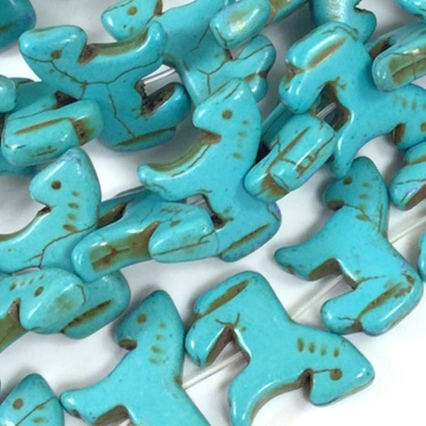 Turquoise Blue Zuni Horse Turquoise Bead - Horse Stone Magnesite Turquoise Howlite Spacer Loose Beads 24pcs 23mm