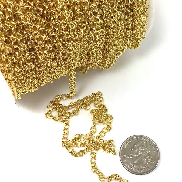 4mm Gold Rolo Chain 4mm Belcher Chain Necklace Round Link Chain Necklace Chain Sold by FT Soldered Women,Men Chain Jewelry Making Wholesale