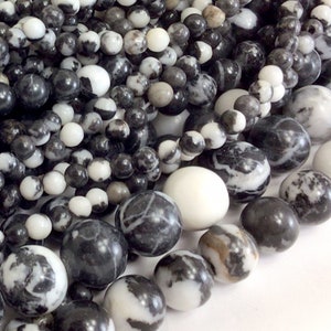 Zebra Jasper Beads Zebra Jasper Smooth Round Bead Natural Gemstone Round Loose Beads 4MM 6MM 8MM 10MM 12MM Bulk Lot Options 15&quot; strand