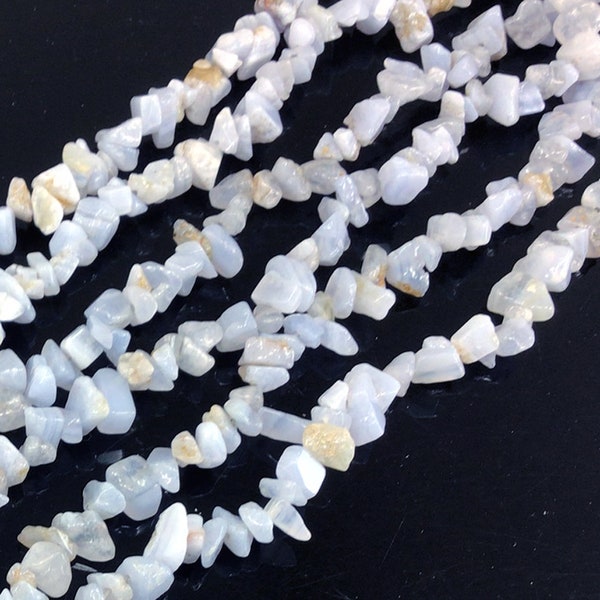 Natural Blue Lace Agate Chip Bead | High Quality Blue Agate Nugget Small Pebble Bead 7mm-10mm Chip 30" Full inch Strand Gemstone Bead