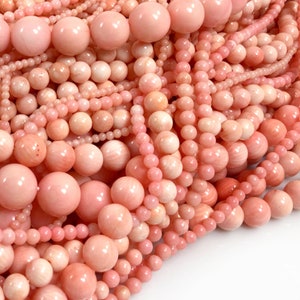 Angel Skin Pink Coral Round Bead Red Coral Grade AA Pink Gemstone Round Loose Bead 2MM 3MM 4MM 6MM 8MM 10MM Bulk Lot Options 15&quot; strand