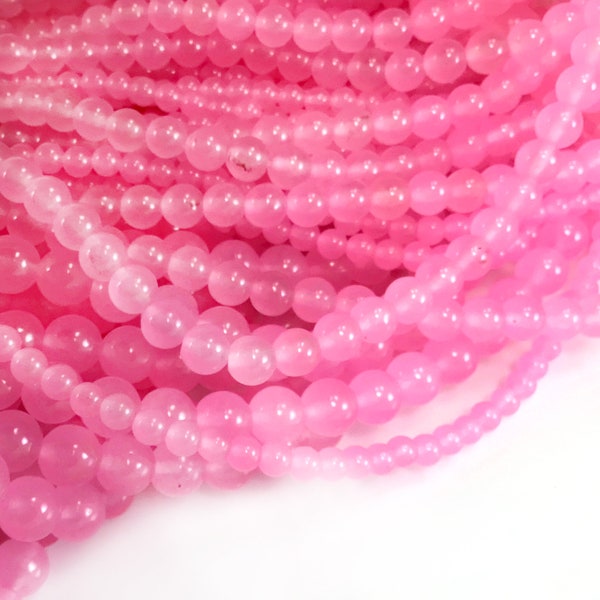 Jade Beads Rose Pink Jade Genuine Gemstone Round Loose Beads 4MM 6MM 8MM 10MM 12MM Bulk Lot Options 15" strand