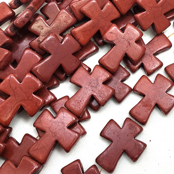 Brown Howlite Stone Cross Bead Cross Pendant 35mm 50mm 5pcs 10pcs Cross Necklace Making