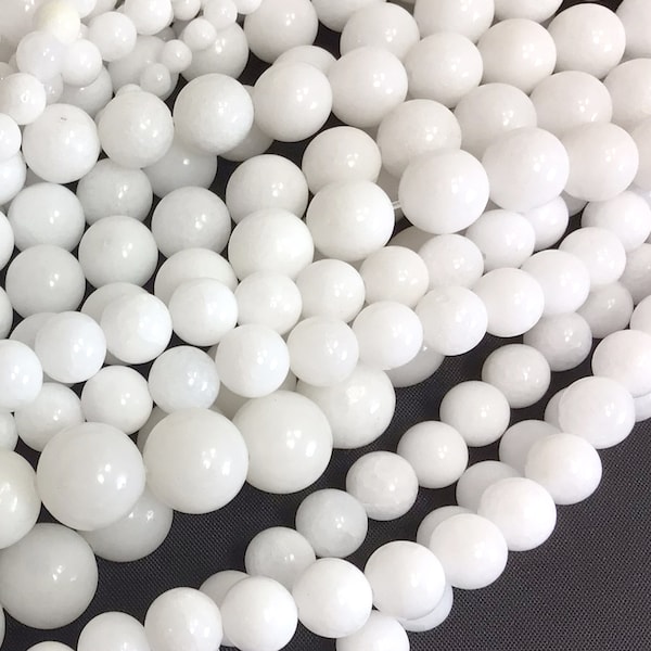 Marble  Beads White Marble Natural Gemstone Round Loose Beads 4MM 6MM 8MM 10MM 12MM Bulk Lot Options 15" strand