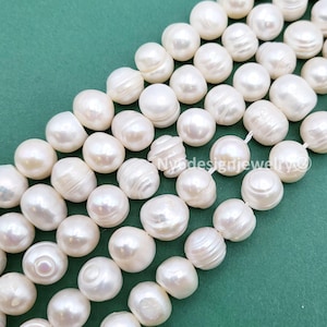10mm Natural Freshwater Pearl Round Bead Genuine off White Grade AA High Quality Fresh Water Pearls Spacer Bead 15&quot; Strand