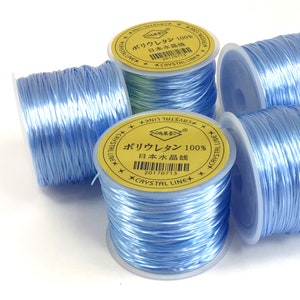 High Quality 0.5mm Blue Elastic Cord – Japanese Crystal Thread String, 45m/150ft Spool, Bulk Lot Options light Blue Elastic cord