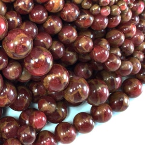Red Impression Jasper Round Beads Aka Copper Turquoise Bead Gemstone Round Loose Beads 4MM 6MM 8MM 10MM 12MM Bulk Lot 15&quot; strand