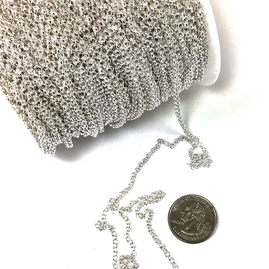 4mm Rolo Chain 4mm Antique Silver Rolo Chain Soldered Pewter Based Jewelry Making ...