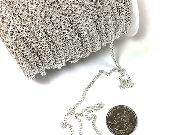 4mm Antique Silver Rolo Chain Soldered Pewter Based Jewelry Making Supply