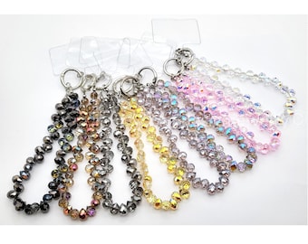 Teardrop Crystal Beaded Phone Charm – Wristlet Keychain Bag Accessory 8 Colors