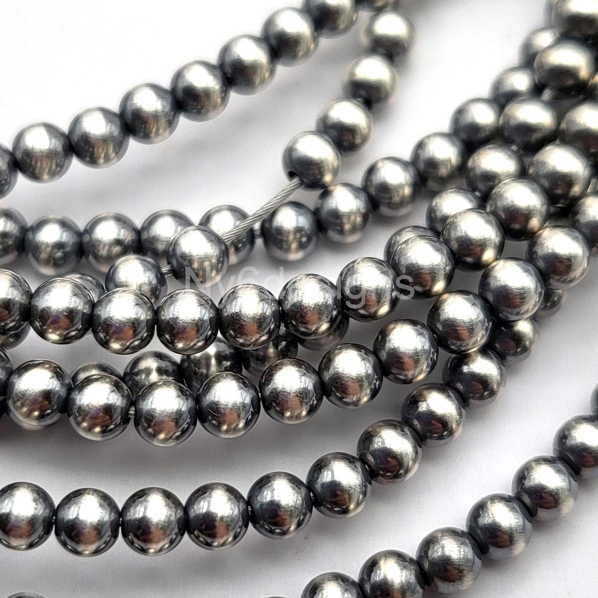 4mm Real Round Navajo Pearl .925 Sterling Silver Seamed Spacer Beads - 4x4mm Round Ball 20pcs for Jewelry Making, Bracelets & Necklaces