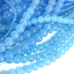 Blue Jade Beads Blue Jade Natural Gemstone Round Loose Beads 4MM 6MM 8MM 10MM 12MM Bulk Lot Options