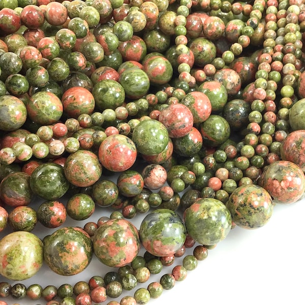 Unakite Beads Green Unakite Natural Gemstone Round Loose Bead 4MM 6MM 8MM 10MM 12MM Bulk Lot Options 15" strand