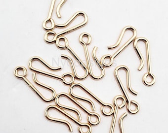 14k Gold Filled Hook Clasps, 14.25mm, 18 Gauge Jewelry Making Supplies (5pcs)