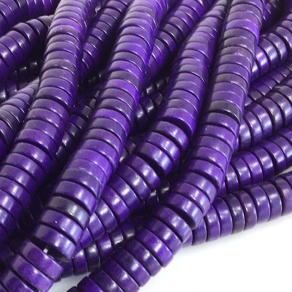 Purple Turquoise Heishi Disc Beads Howlite Turquoise Rondelle Bead Magnesite Turquoise Natural Gemstone Loose Beads 4MM 6MM 8MM 10MM 12MM